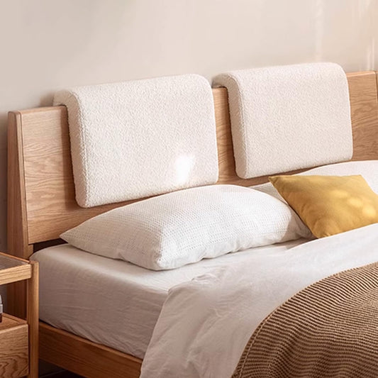 M Mute Touch 2PCS Dorm Bed Hanging Wood Headboard Back Cushion, Pillow with Removable Berber Fleece Cover, Upholstery Reading Cushions for Bedroom (Ivory)