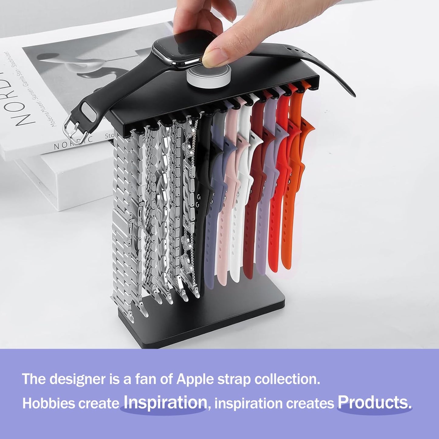 3 in 1 Watch Band Holder Organizer for Apple Watch,Smart Strap Silicon Rack,Groove Display for Apple Watch, Iwatch Band