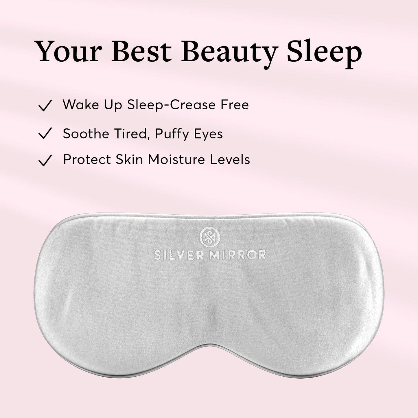 Sleep Mask in Silver, 100% Silk, Pure Mulberry Silk, Light Blocking Eye Mask with Elastic Strap for Sleep & Travel, Ultra Soft, No Pressure, Reduce Puffy Eyes, Machine Washable, By Silver Mirror