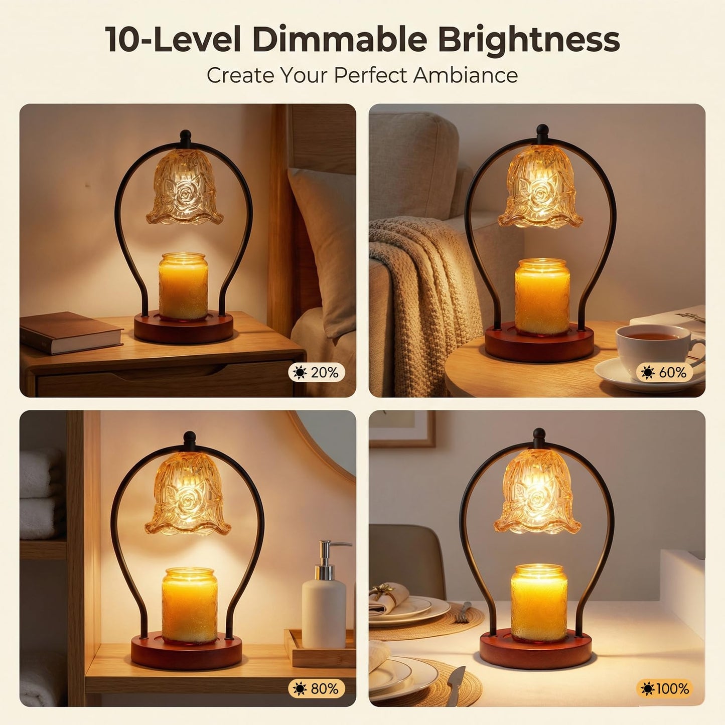 ZQPBLED Candle Warmer Lamp with Timer and Dimmer,Dimmable Candle Warmer for Jar Candles,Wax Melt Warmer for Jar Candles with 2 Bulbs,Birthday Gifts for Women Mom, New Home Decor