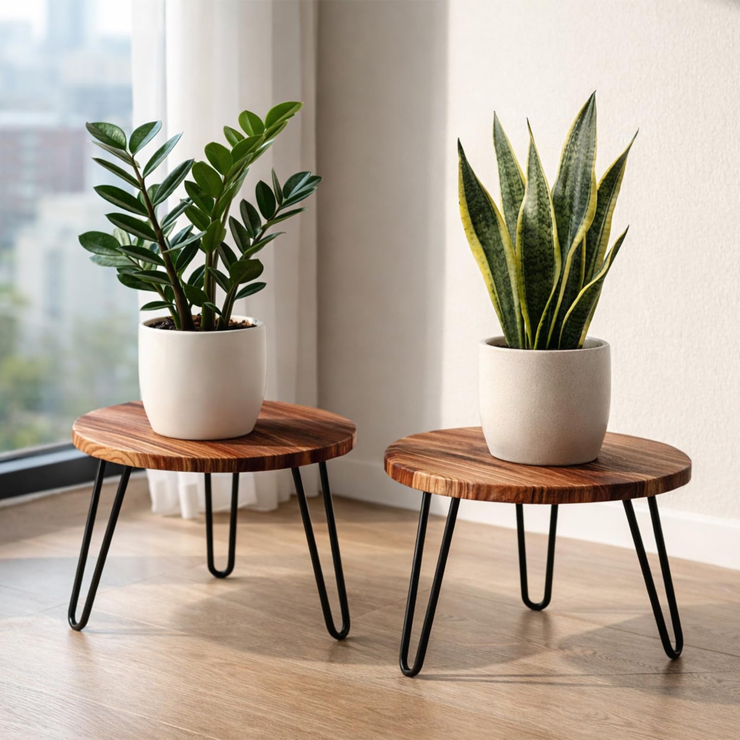 Wood Plant Stand 2 Pack Small Plant Stool Indoor 10 Inch Plant Riser Wooden Flower Stand Plant Holders Indoor Stand 6.3" Tall Planter Stands for Plants Corner Round Plant Table Outdoor Floor Plant Stand