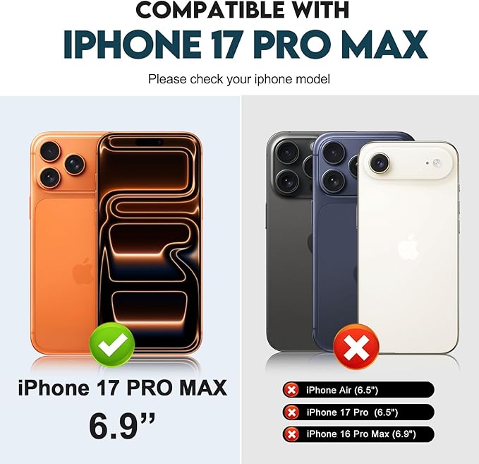CIVICASE for iPhone 17 Pro Max Wallet Case,PU Leather Flip Case RFID Blocking Credit Card Holder Folio Magnetic Stand TPU Shockproof Cover Compatible with iPhone 17 Pro Max, Black Blue