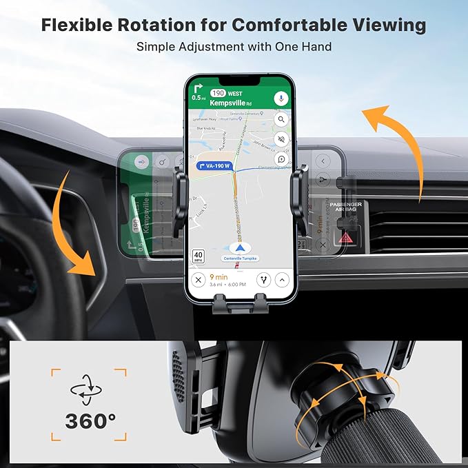 Miracase Phone Holders for Your Car with Metal Hook Clip, Air Vent Cell Phone Stand Car Mount, Universal Automobile Cradle for Garmin GPS Fit iPhone Android and All Smartphones, Carbon Fiber 2 Pack
