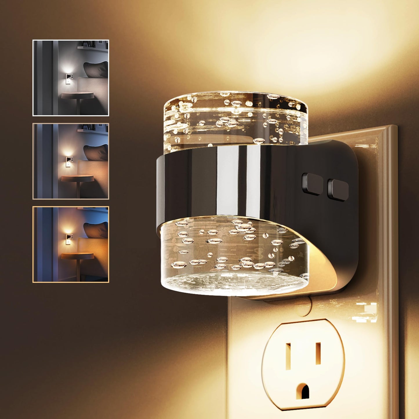 L LOHAS LED Night Lights Plug into wall, 2 Pack Soft Light Night Light with Adjustable Brightness, Plug in Night Light with Auto Light Sensor