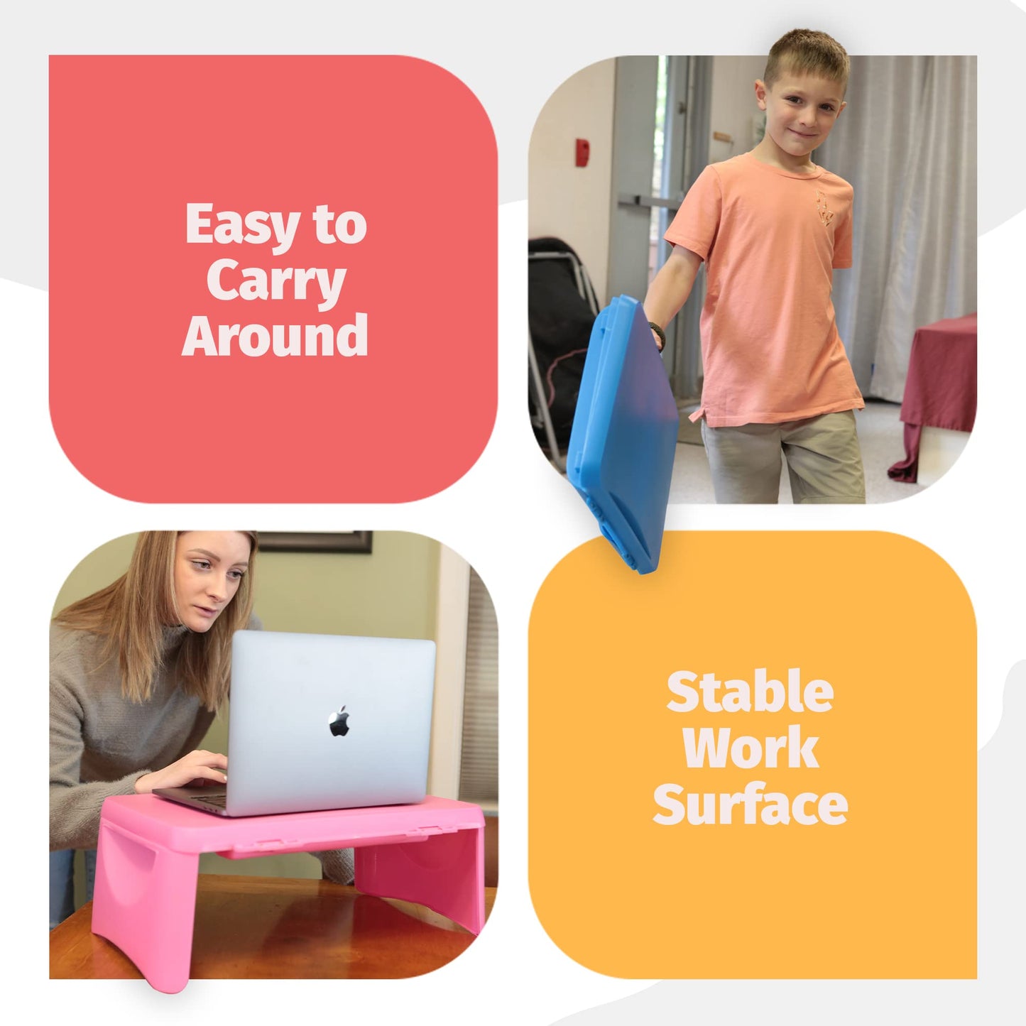 Aerolife Folding Lap Desk - Foldable Table for Work, Study, Gaming, Arts, Crafts, School - Collapsible Laptop Tray with Storage Compartment - Portable Writing Station for Kids, Adults (Black)