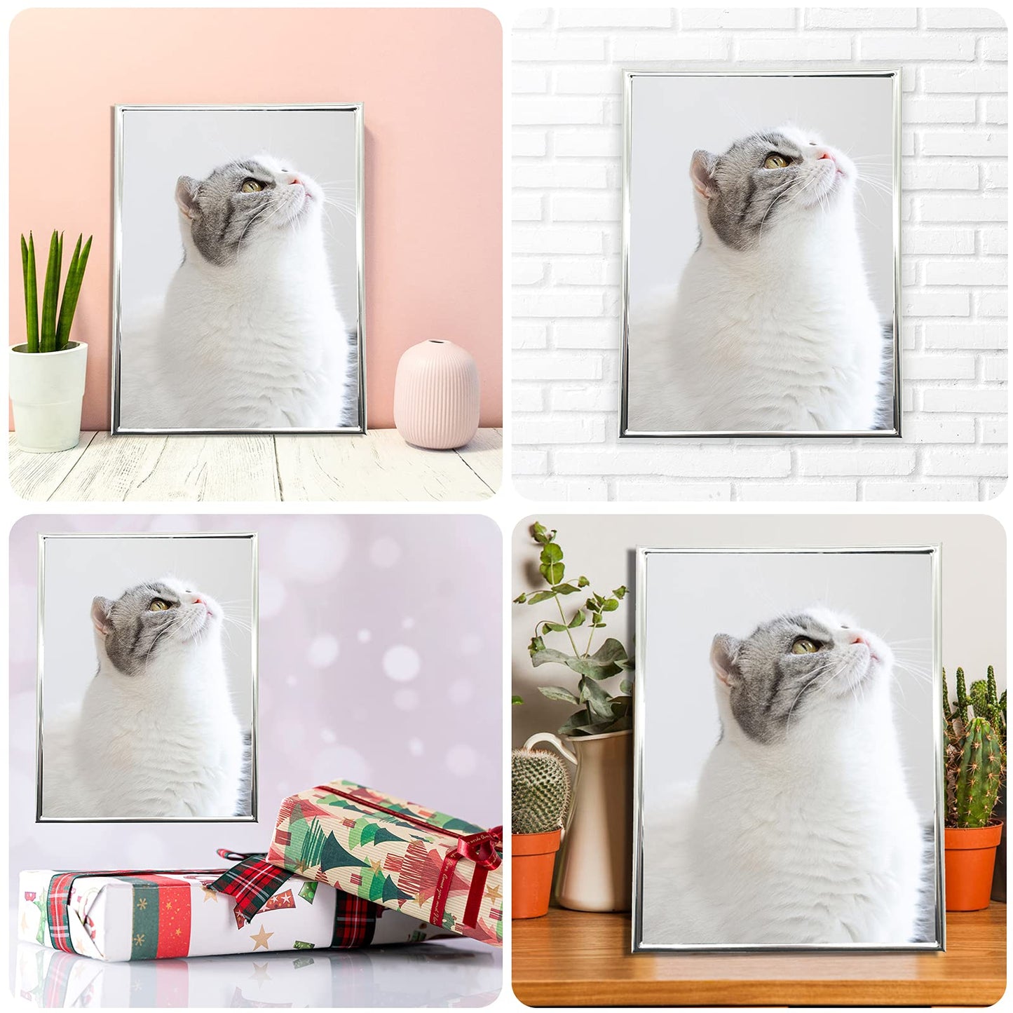 DECANIT 5x7 Picture Frame Metal, Thin Profile Photo Frame 5 by 7 Inch, Display for Wall or Tabletop,Silver