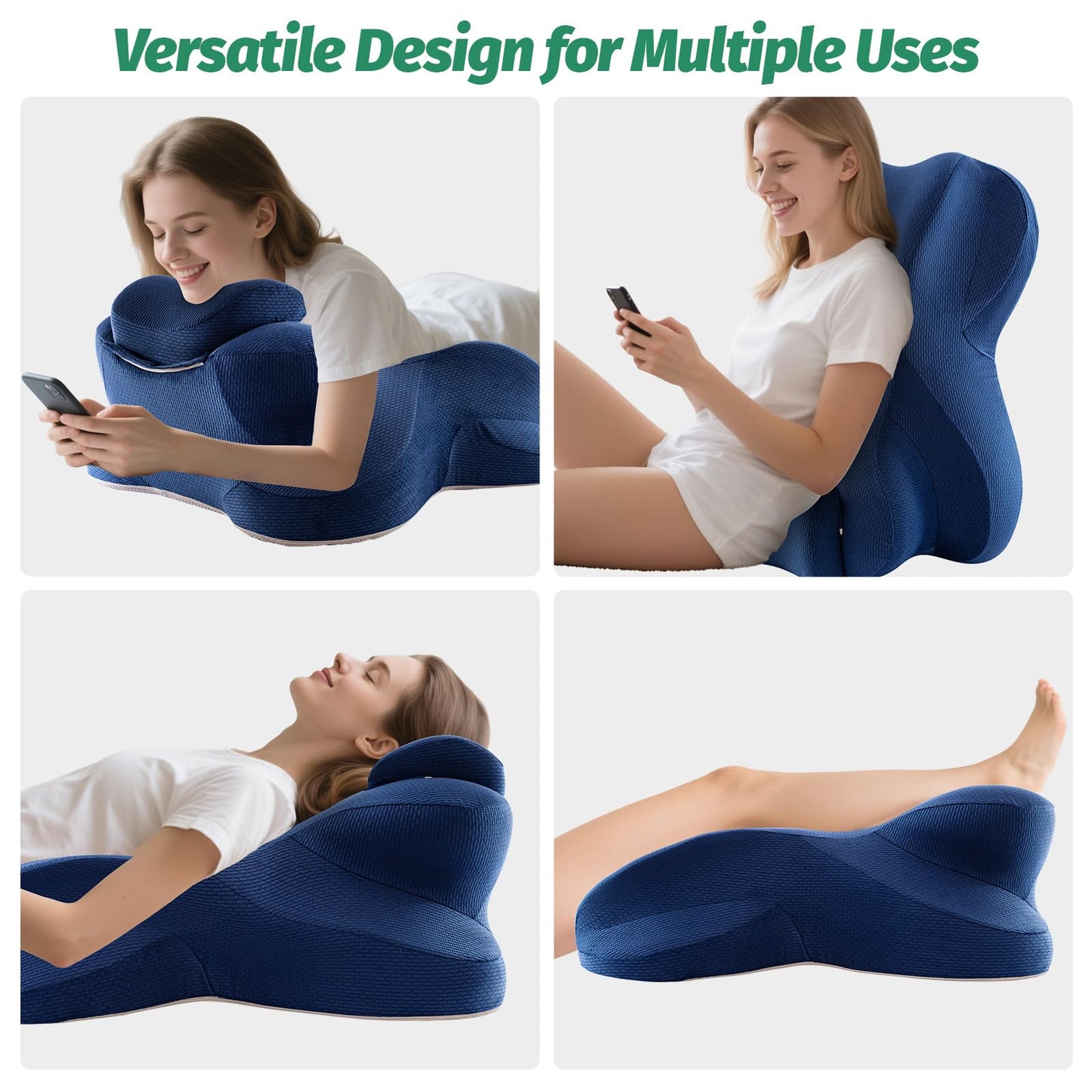 xiaomubiao Extra Large Ergonomic Memory Foam Wedge Pillow for Stomach Sleeping, Reading & Back Support, Firm King Size Prone Pillow for Acid Reflux & Leg Pain Relief, Washable Cover