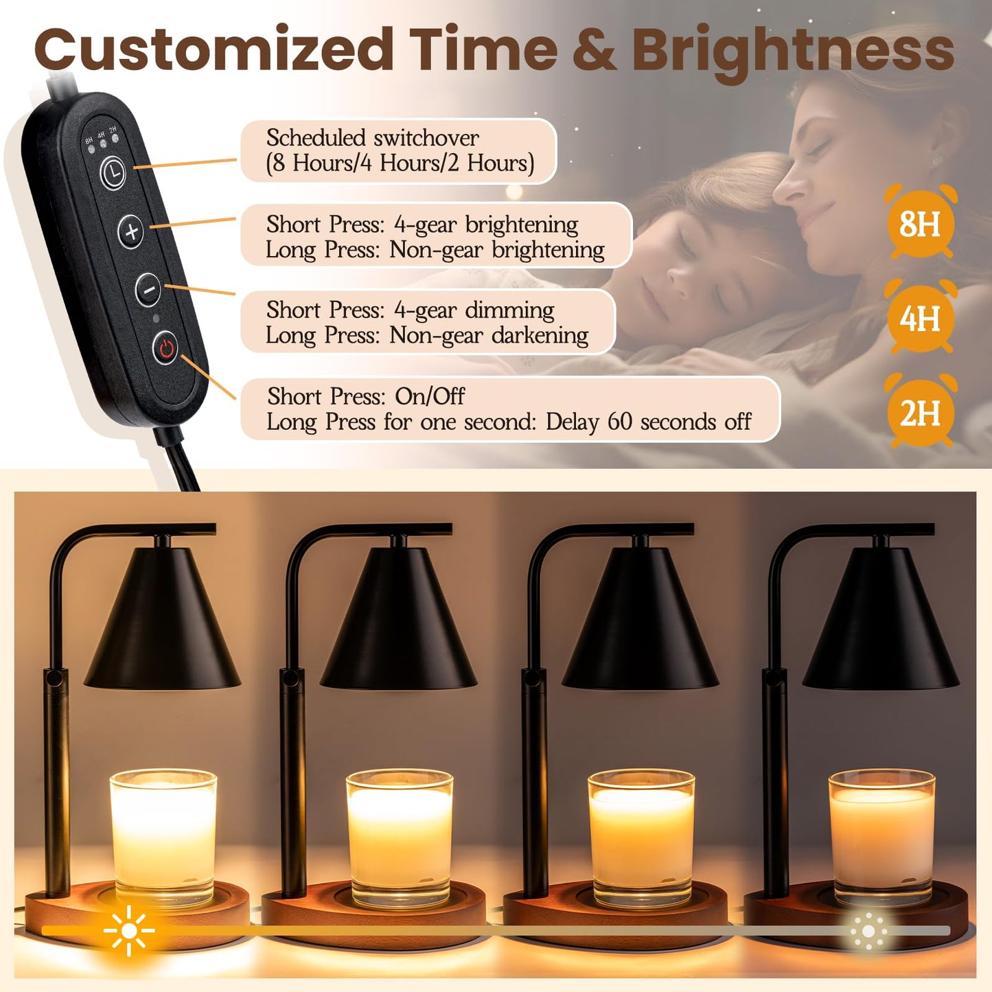 Marycele Black Candle Warmer Lamp with Timer, Height Adjustable Electric Lamp Candle Warmer, Black Home Room Decor Aesthetic, Birthday Gifts for Women Men