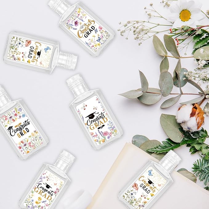 50 Pcs Mini Hand Sanitizer Bulk Bible Verse Hand Sanitizer Religious Inspirational Favors 1fl oz Travel Size Hand Soap Gift for Party Favors (Graduation, Wild)