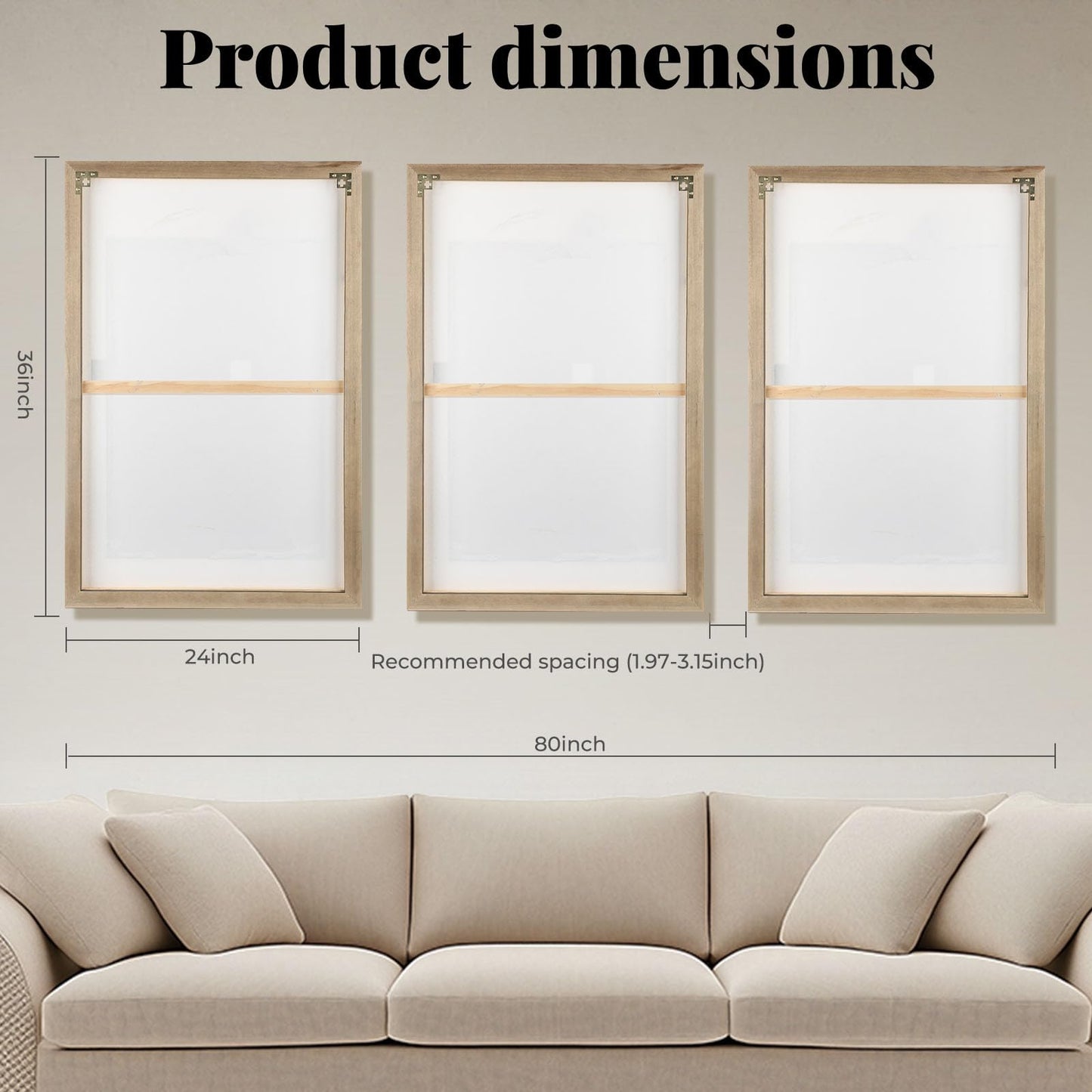 Large 3D Textured Framed Wall Art for Living Room, 3pcs Abstract Geometric Relief Artwork for Walls, Modern Neutral Black Beige Sandstone Plaster Pictures for Entryway Foyer Home Decor, 24x36 Inch