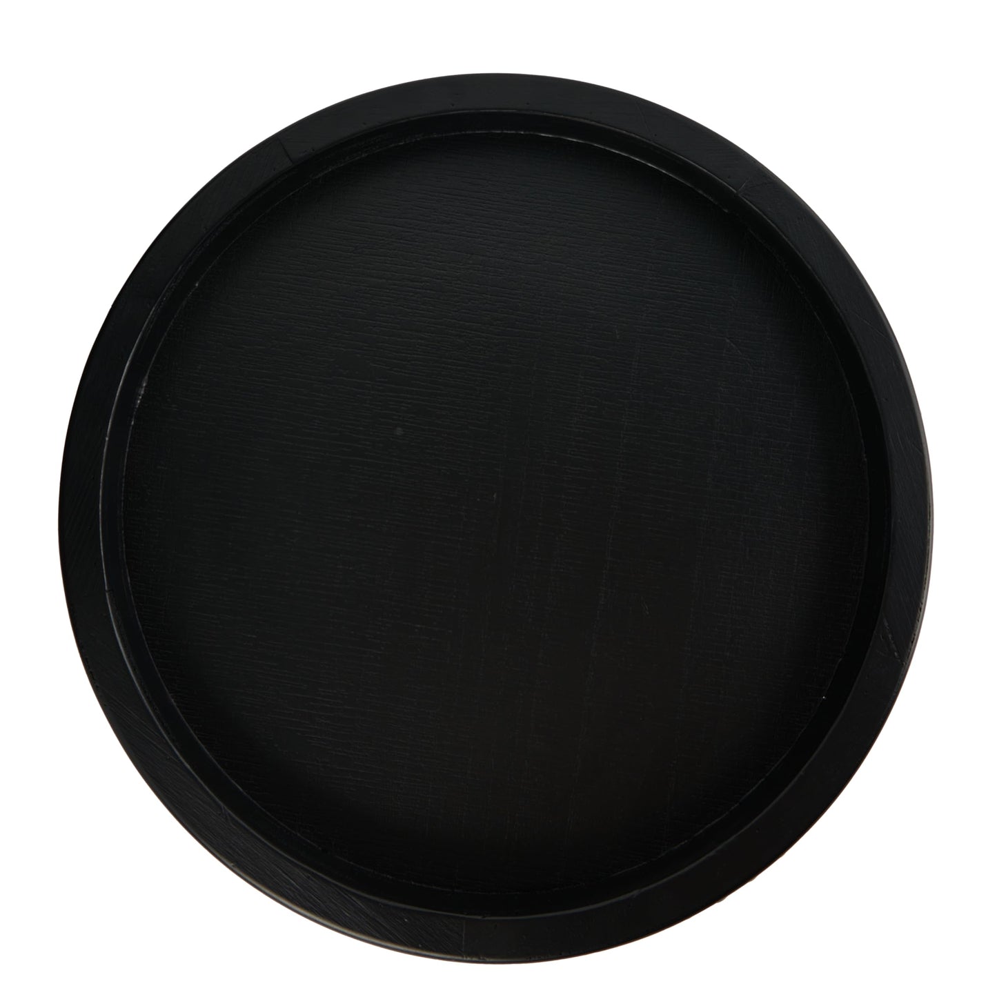 Creative Co-Op Farmhouse Decorative Round Wood Tray with Hobnail Edge, Black