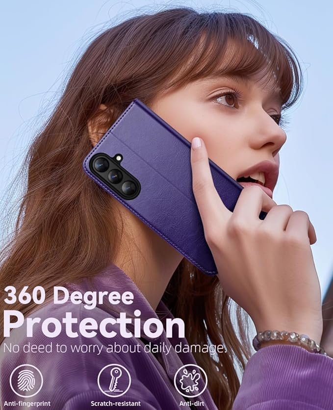OCASE Compatible with Galaxy S25 Plus Wallet Case, PU Leather Flip Folio Case with Card Holders RFID Blocking Kickstand [Shockproof TPU Inner Shell] Protective Phone Cover 6.7 Inch 2025, Purple