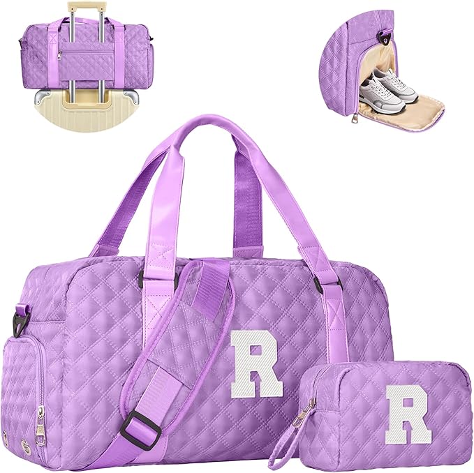 Elilier Personalized Duffle Bag Women Girls Gift: Letter Carry on bags, Dance Cheer bag Sports for Girl, Kid Gymnastics Bags, Birthday Gifts for Women Girls Kids Teens Mom Teacher