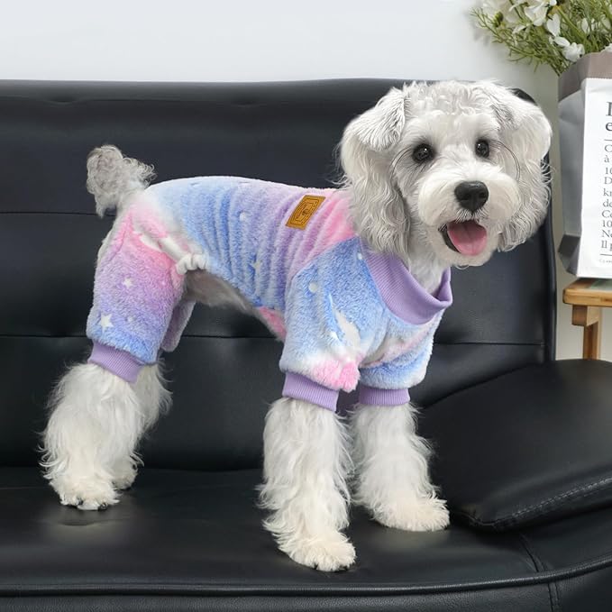 XPUDAC Dog Sweater Glows in The Dark Fleece Pajamas for Small Medium Dogs Girl Boy Puppy Clothes for Halloween Christmas Winter(Medium)