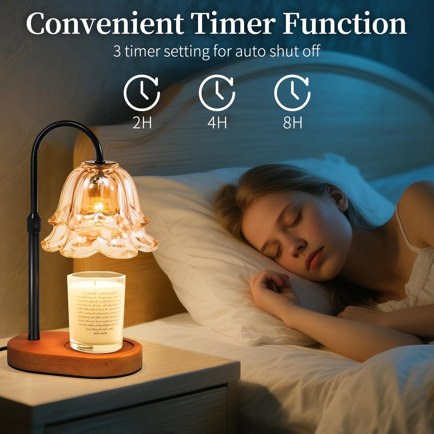 Lanhado Flower Candle Warmer Lamp with Timer - Dimmable Electric Candle Warming Lamps, Adjustable Wax Melter Wamers Light for Jar Candles, Birthday Gifts for Women, Christmas New Home Decor