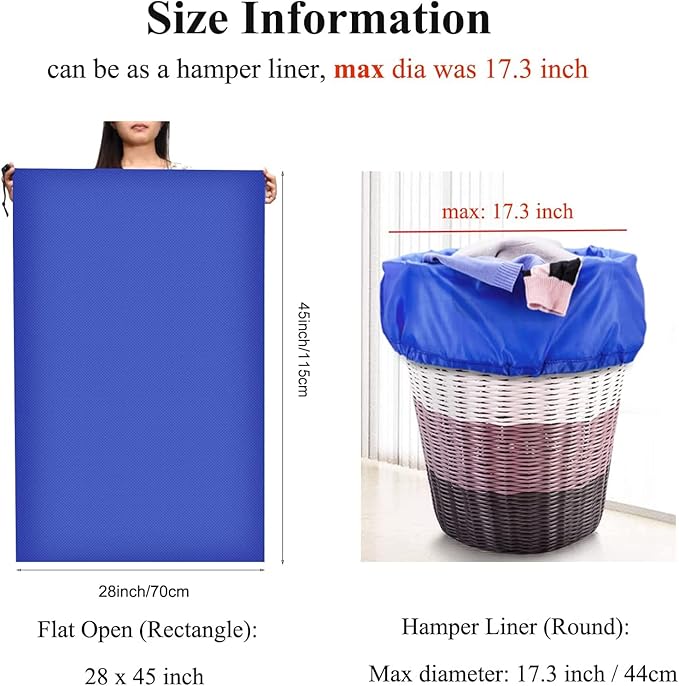 OTraki 28x45 inch Extra Large Laundry Bag 2 Pack Drawstring Laundry Hamper Bag Heavy Duty Dirty Clothes Bag Washable Organizer Storage for Camp Home Dorm Hotel Laundromat Blue
