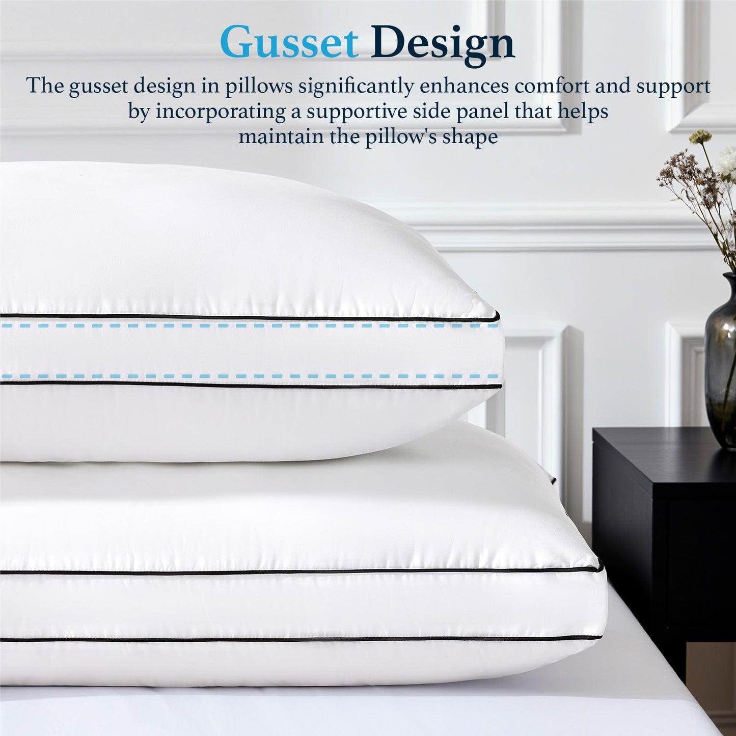 LIANLAM RDS & Oeko‑TEX Certified Hungarian Goose Down Pillow Queen Size 2 Pack, Luxury Hotel Soft Fluffy for Back & Side Sleepers(20"x30",2 Pack)