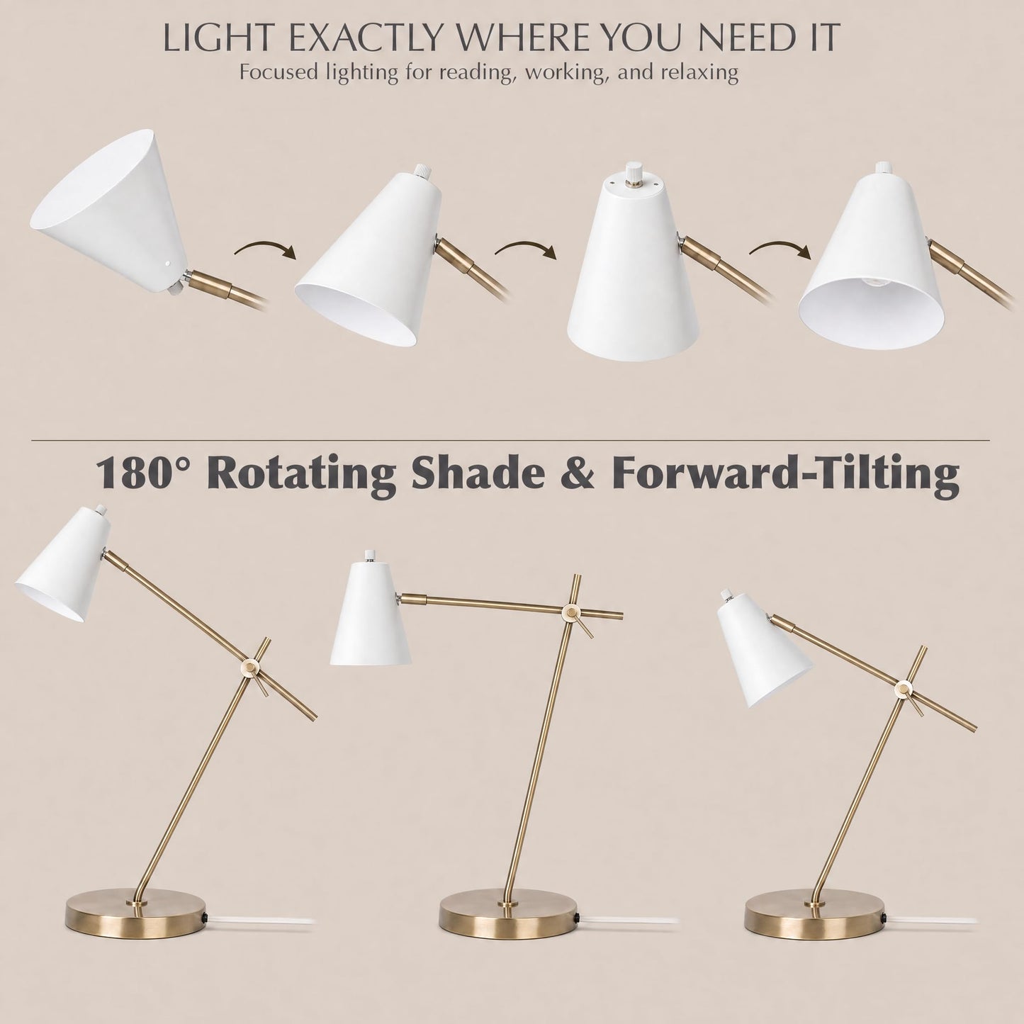 HarvestLand HaloBar Desk Lamp, Reading Lamp for Home Office