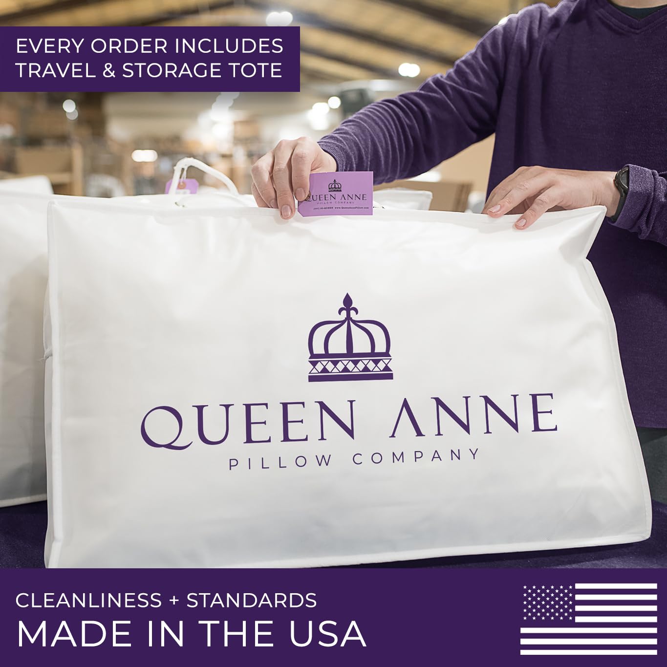 Queen Anne Hotel Pillows King Size Bed Pillows for Sleeping, Set of 2 – Adjustable Luxury Down Alternative for Side & Back Sleepers, Medium Support, Cooling, Hypoallergenic, Made in USA