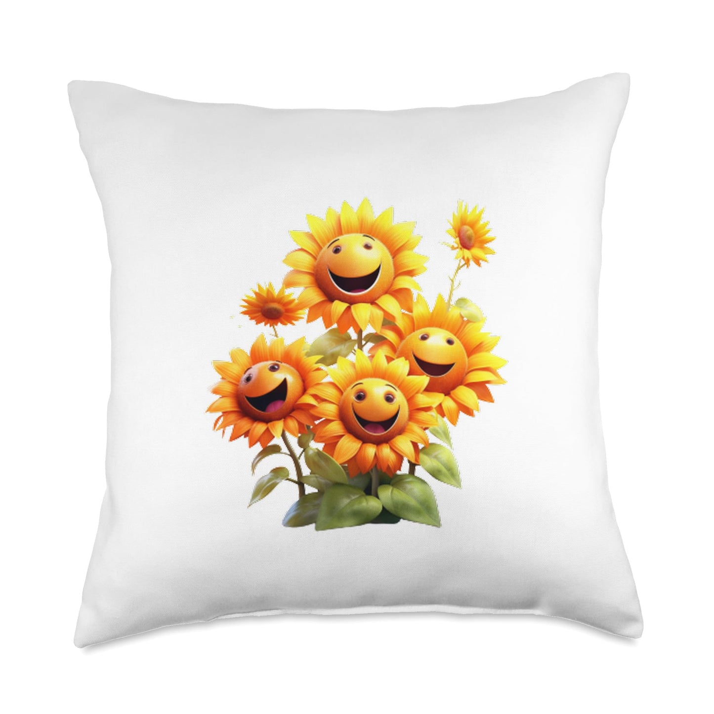 Flowerpower Bouquet of Flowers Silly Floral Gifts Happy Sunflower Bouquet Crazy Sun Flower Bloom Summer Time Throw Pillow, 18x18, Multicolor