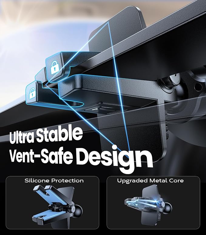 VICSEED True Military-Grade Shockproof Car Phone Holder [95LBS Vacuum-Locked Suction & Automotive-Grade] Cell Phone Mount Dashboard Windshield Vent Wall Truck Boat Cradle Stand for iPhone Android