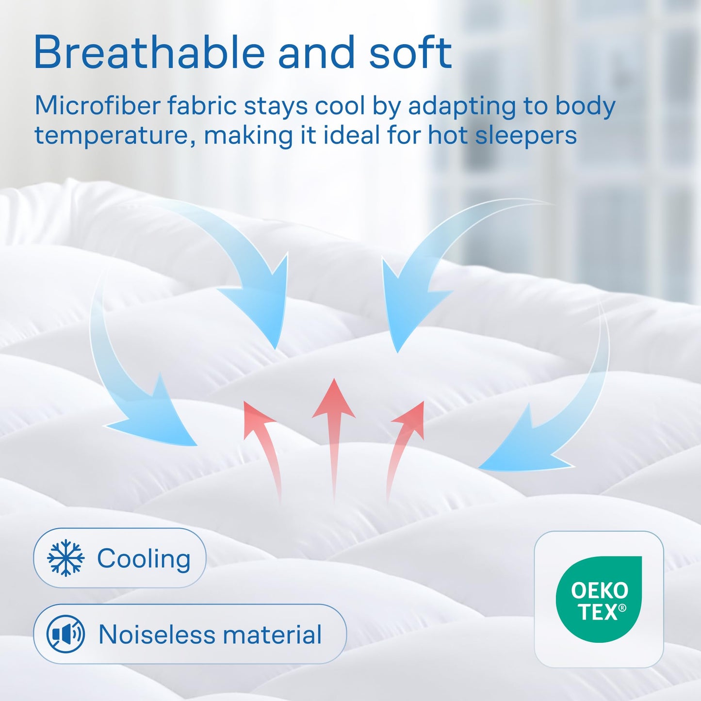 Ultra Soft Mattress Topper - Cloud-Like Mattress Pad for Back Pain Relief - Breathable Cooling Material for Hot Sleepers, Dark White