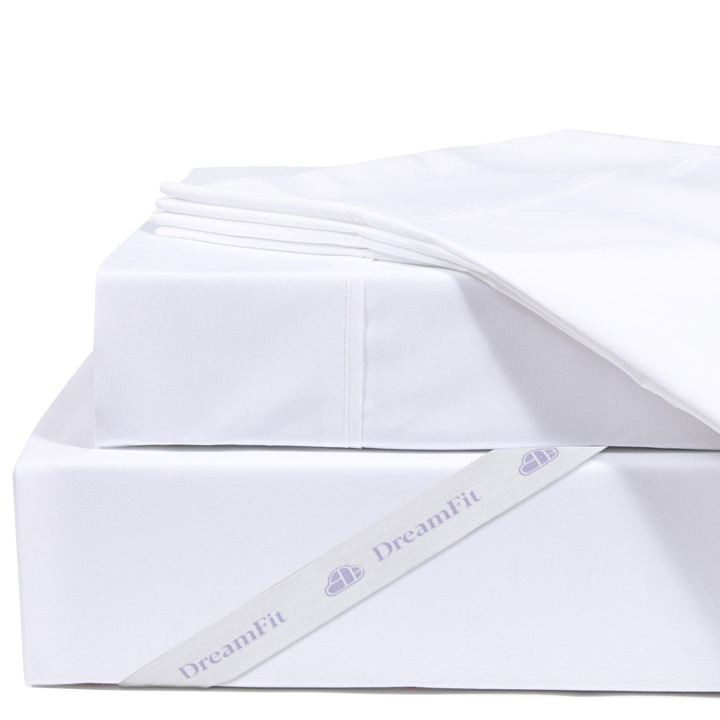 DreamFit DreamChill Cooling Bamboo Viscose Sheets for Hot Sleepers with Elastic Corner Straps 20 inch Extra Deep Pocket Breathable Silky Soft 100% Crafted in USA King Sheet Set White
