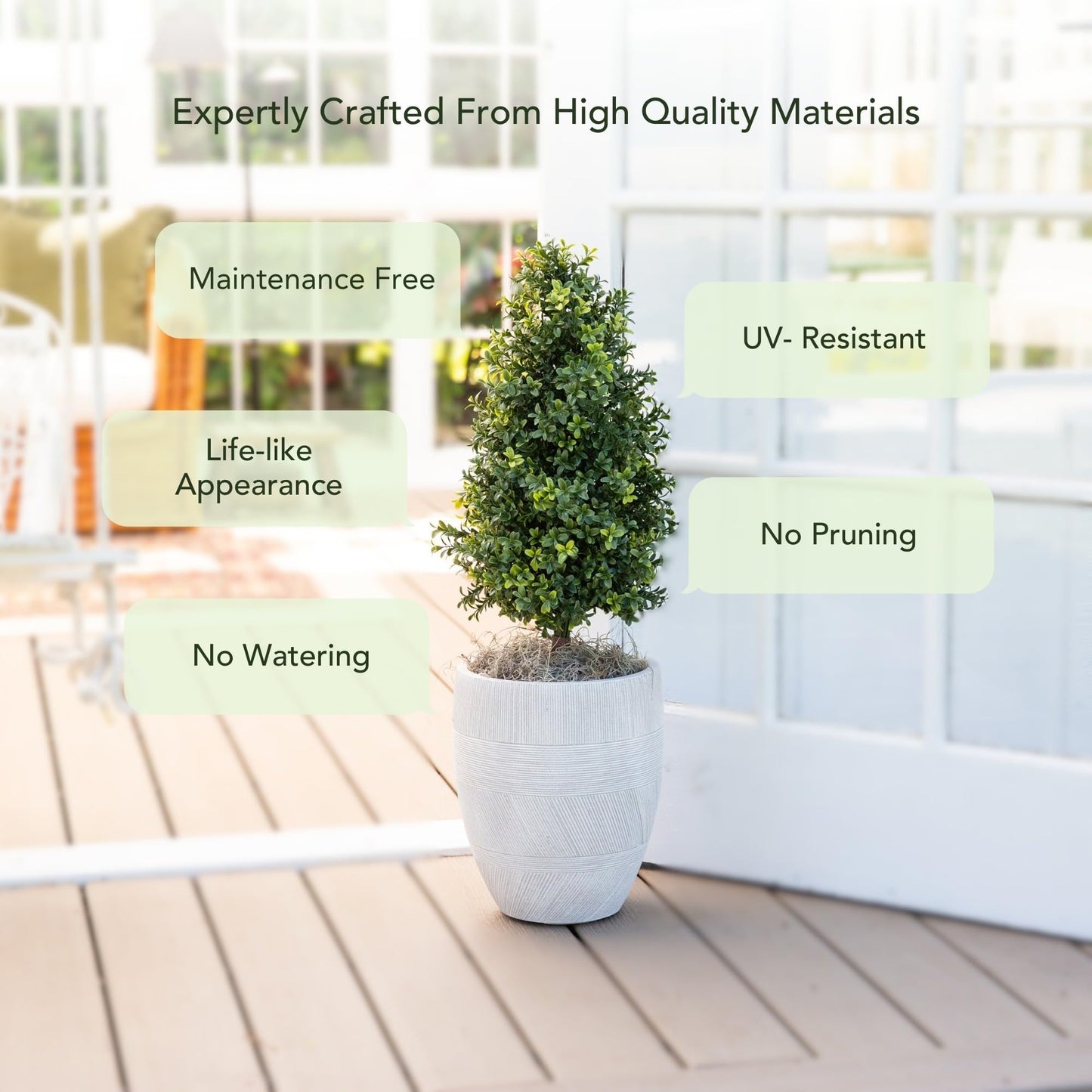 Nearly Natural 2.5ft Artificial Boxwood Topiary Plants 2-Pack with UV Resistant Ground Stakes for Indoor Outdoor Home Decor and Garden Decoration