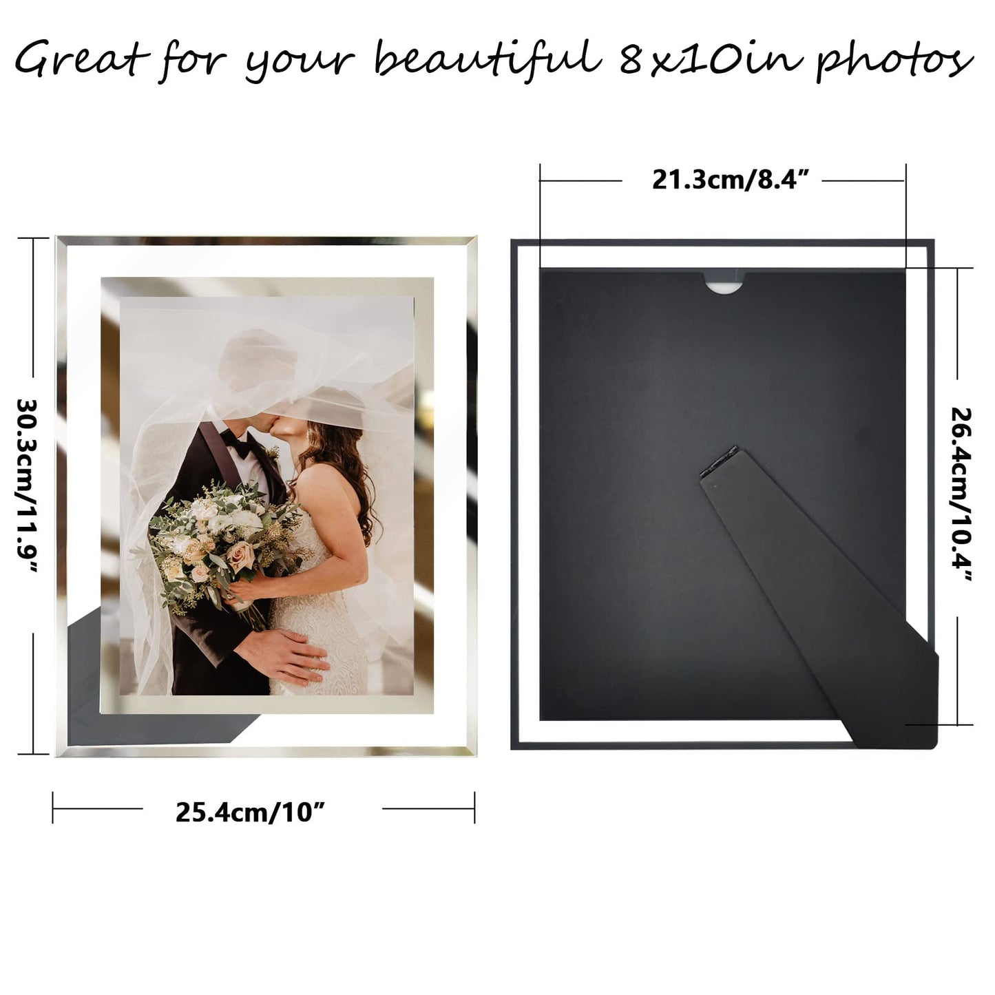 LUCKYLIFE 8x10 Picture Frame Glass for Tabletop Display Vertical or Horizontal, Photo Frames, 1 Pack