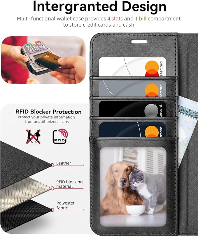 OCASE Compatible with Galaxy S25 Edge Wallet Case, PU Leather Flip Folio Case with Card Holders RFID Blocking Kickstand [Shockproof TPU Inner Shell] Protective Phone Cover 2025, Graphite