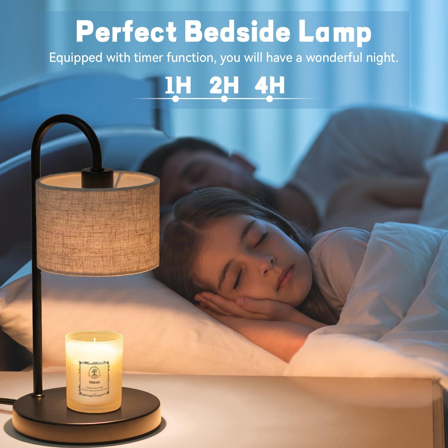 FINCMY Candle Warmer Lamp with Timer, Dimmable Candle Wax Warmer Electric Candle Warmer with Replacement Bulbs, Bedroom Home Decor Compatible with Various Candles (Linen)