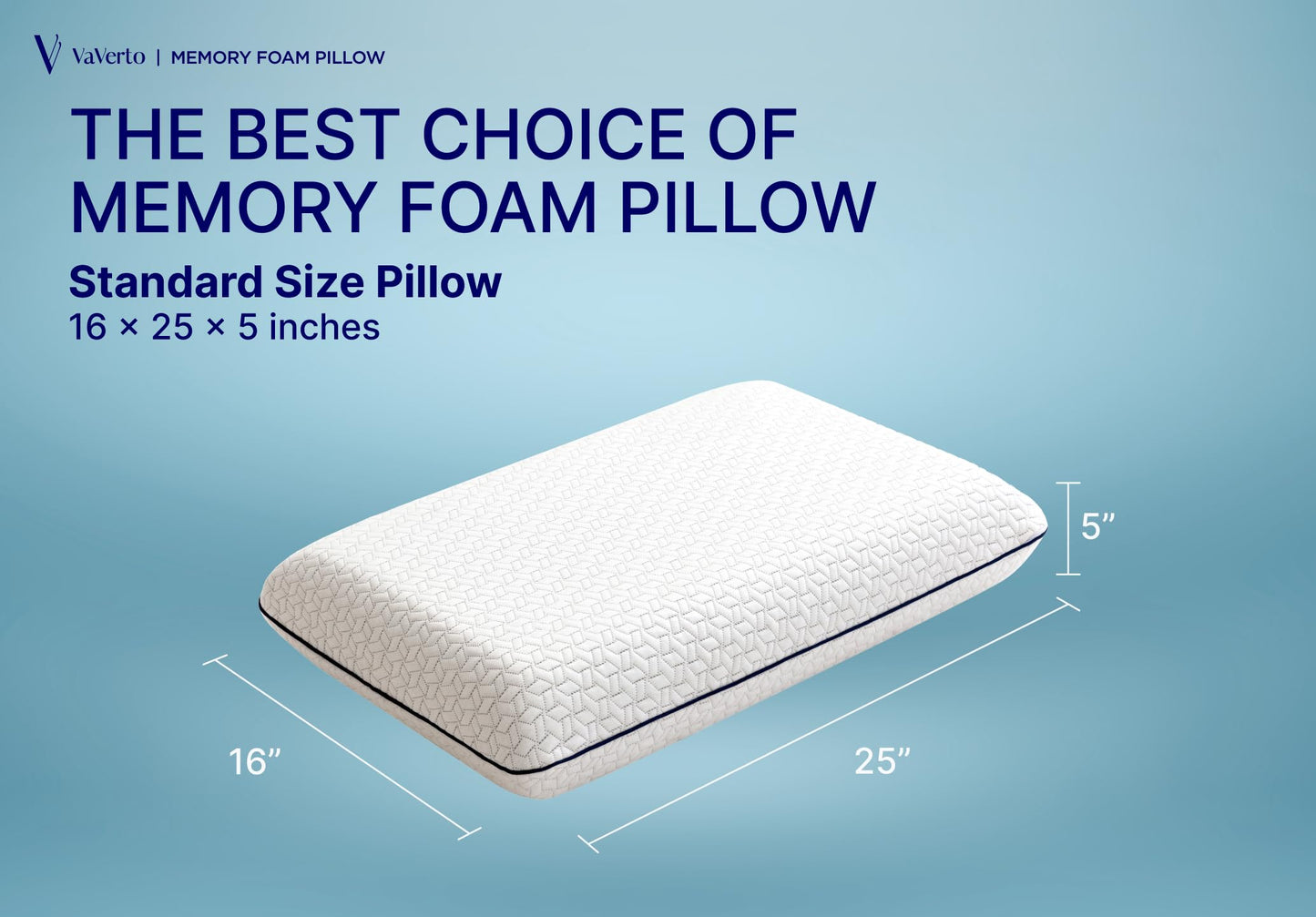 Cooling Gel Memory Foam Pillows - 1-Pack - Standard Size Memory Foam Pillow For Sleeping - Firm Pillow - Back, Stomach & Side Sleeper - Shoulder & Back Pain Relief - Washable, Bamboo Viscose Cover