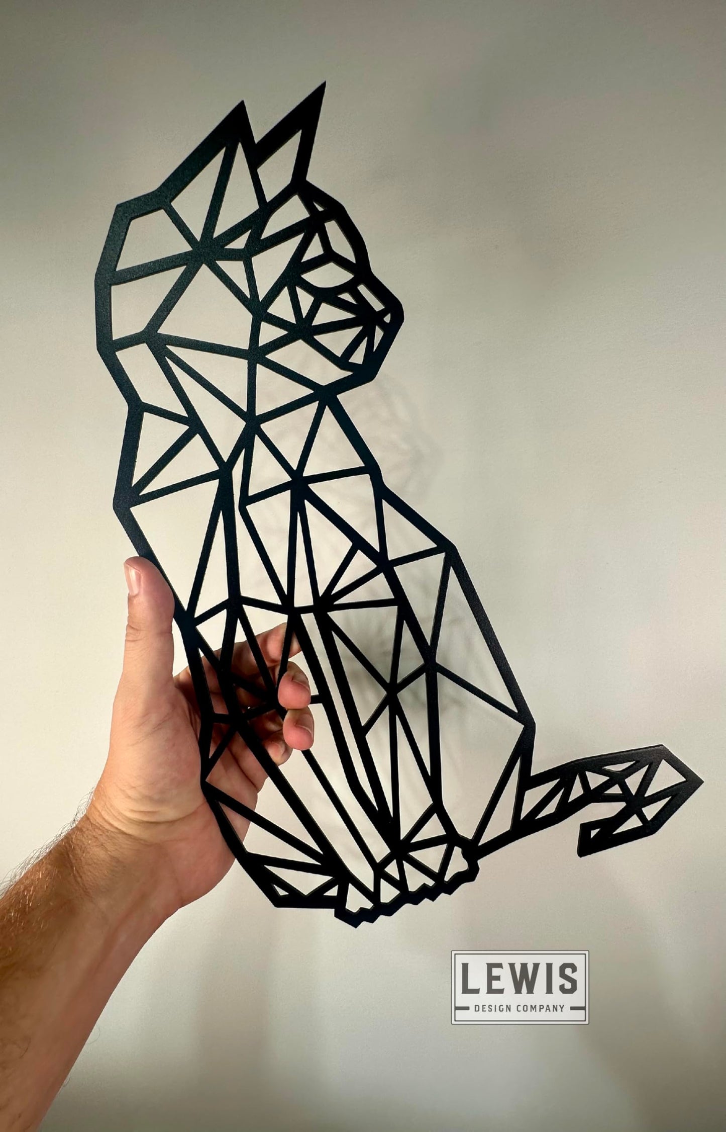 Geometric Cat Metal Wall Art (18" H x 11.5" W, Black)