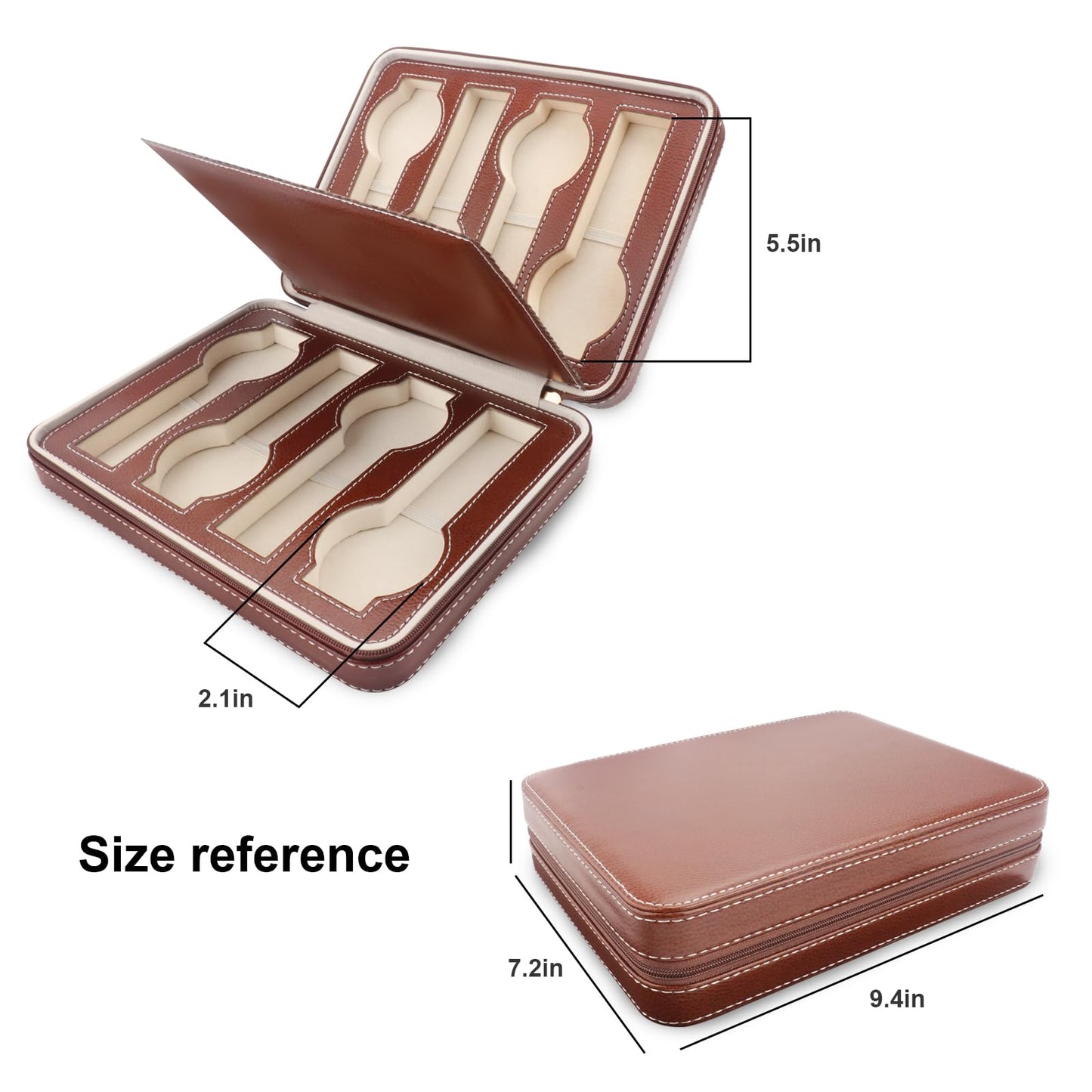 Embewhis 8 Slot Watch Box Faux Leather Storage Valet Premium Watch Storage Display Case for Men (Brown)