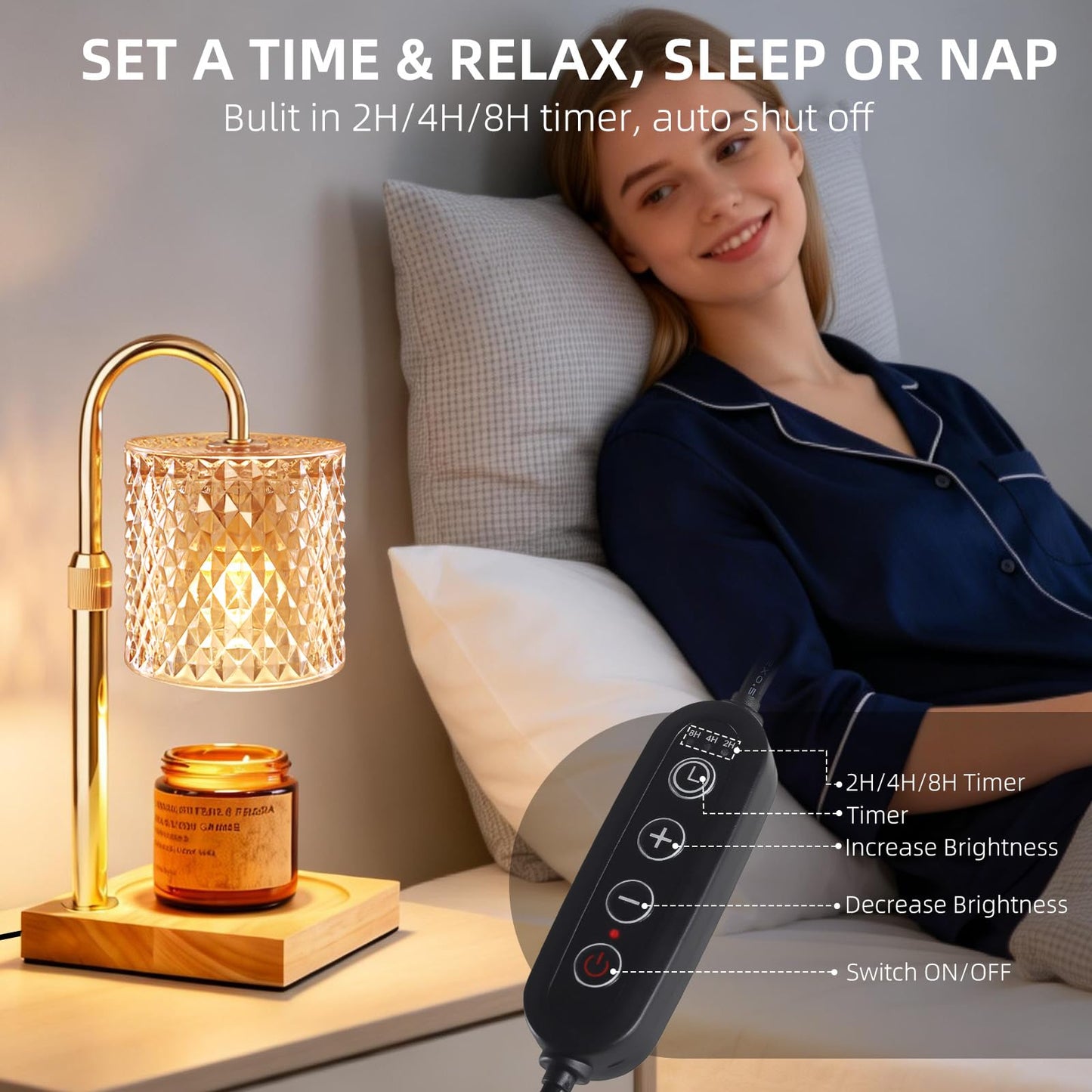 YAYIT Candle Warmer Lamp with Timer Dimmer Adjustable Height, Candle Warmer with 2 Bulbs for Jar Candles, Home Decor, for Women Birthday
