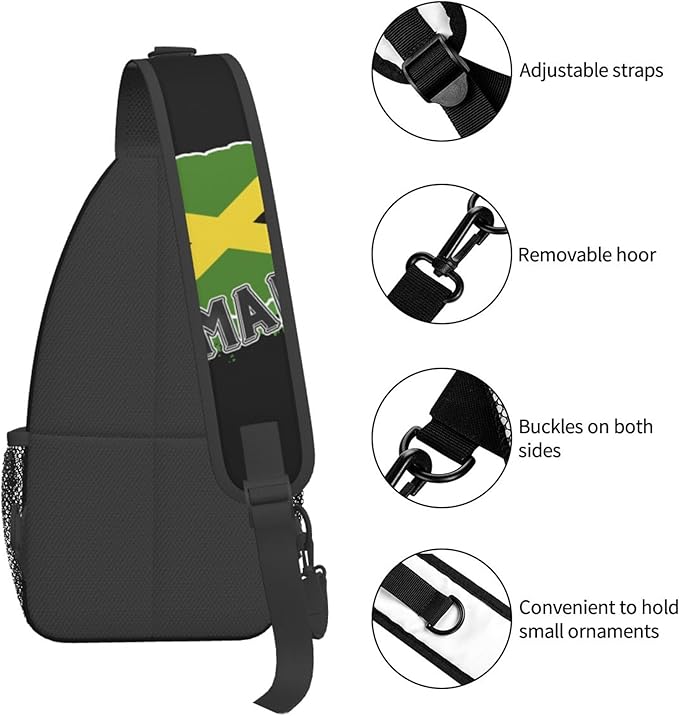 GJXFLSY Jamaic Flag Sling Backpack Crossbody Bag Casual Chest Bags Travel Hiking Daypack Shoulder Bag for Women Men