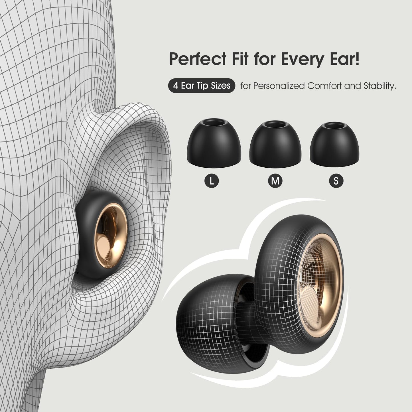 Vosaf Ear Plugs for Sleeping, 45dB Silicone Ear Plugs for Noise Reduction, Reusable Sleeping Noise Cancelling Earplugs for Snoring, Concert & Shooting Ear Protection with 6 Eartips(Black)