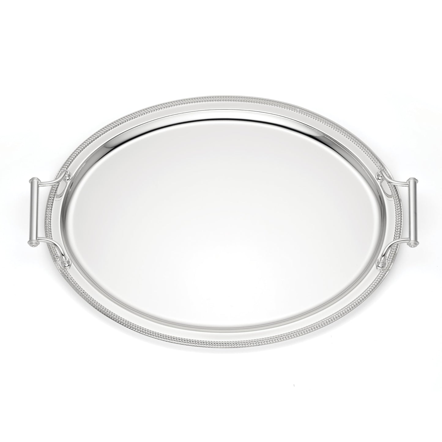Reed and Barton Kitchen and Dining, Gallery Oval Silverplate Tray with Handles, Silverplated Material, Handwash, Serving Trays, Round Tray, Home & Kitchen Accessories (Silver, 1 Piece, 13x17 Inch)