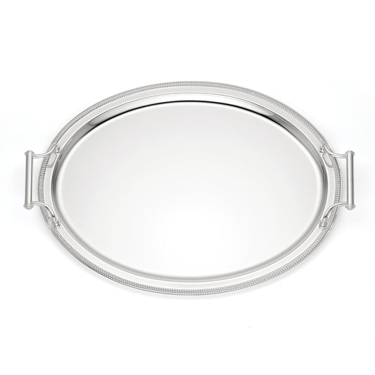 Reed and Barton Kitchen and Dining, Gallery Oval Silverplate Tray with Handles, Silverplated Material, Handwash, Serving Trays, Round Tray, Home & Kitchen Accessories (Silver, 1 Piece, 13x17 Inch)