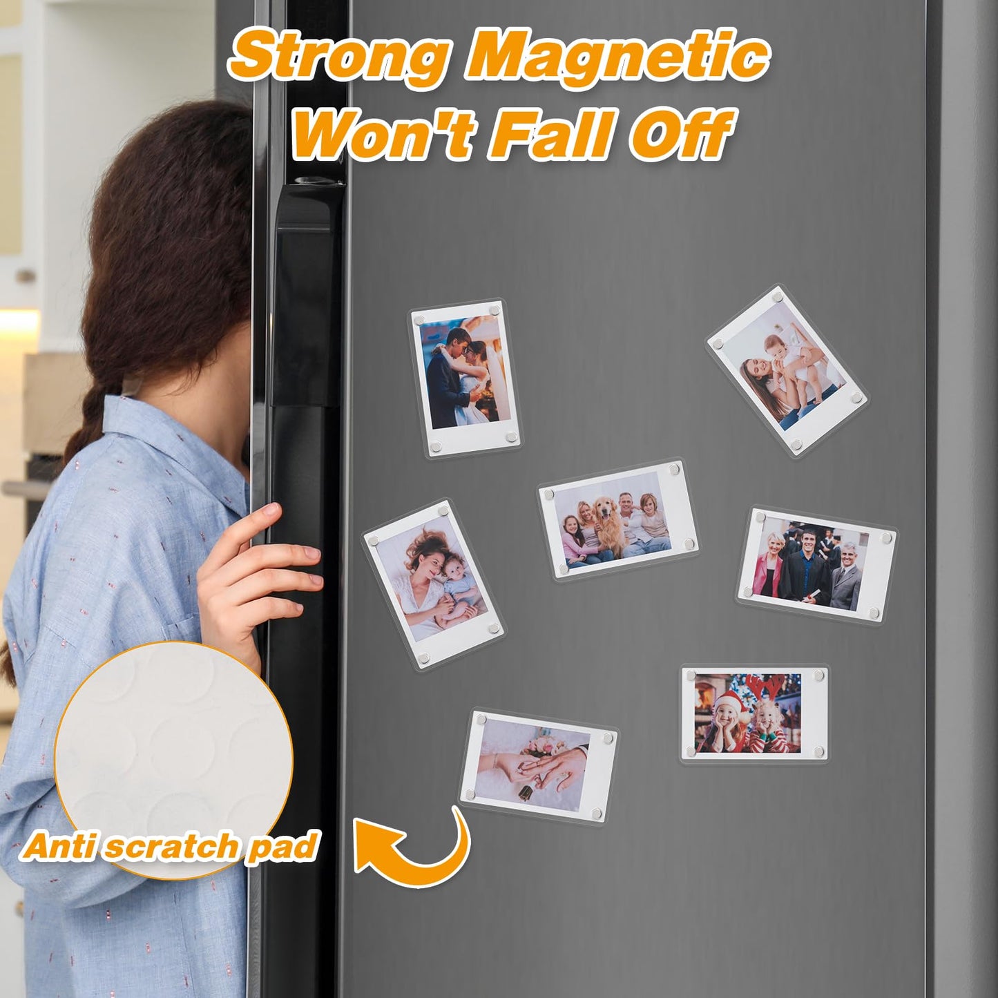 SUNEZLGO 15 Pack Acrylic Fridge Magnetic Frame for Polaroid, 2.36x3.54 In Mini Picture Frames for Fujifilm Instax Mini, Double Sided Photo Refrigerator Magnet Picture Frame Clear Picture Display Frame