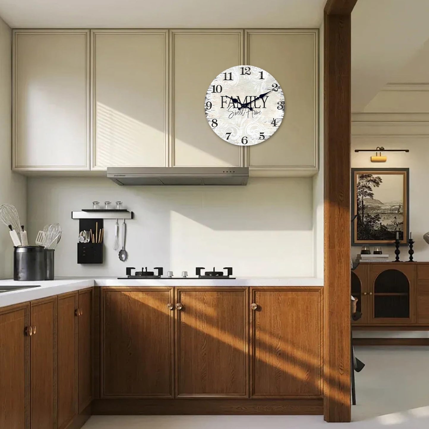 Constantplanet 12 Inch Retro Wood Wall Clocks Battery Operated Farmhouse Decorative Wall Clock for Living Room Kitchen Decor Silent Wall Clock