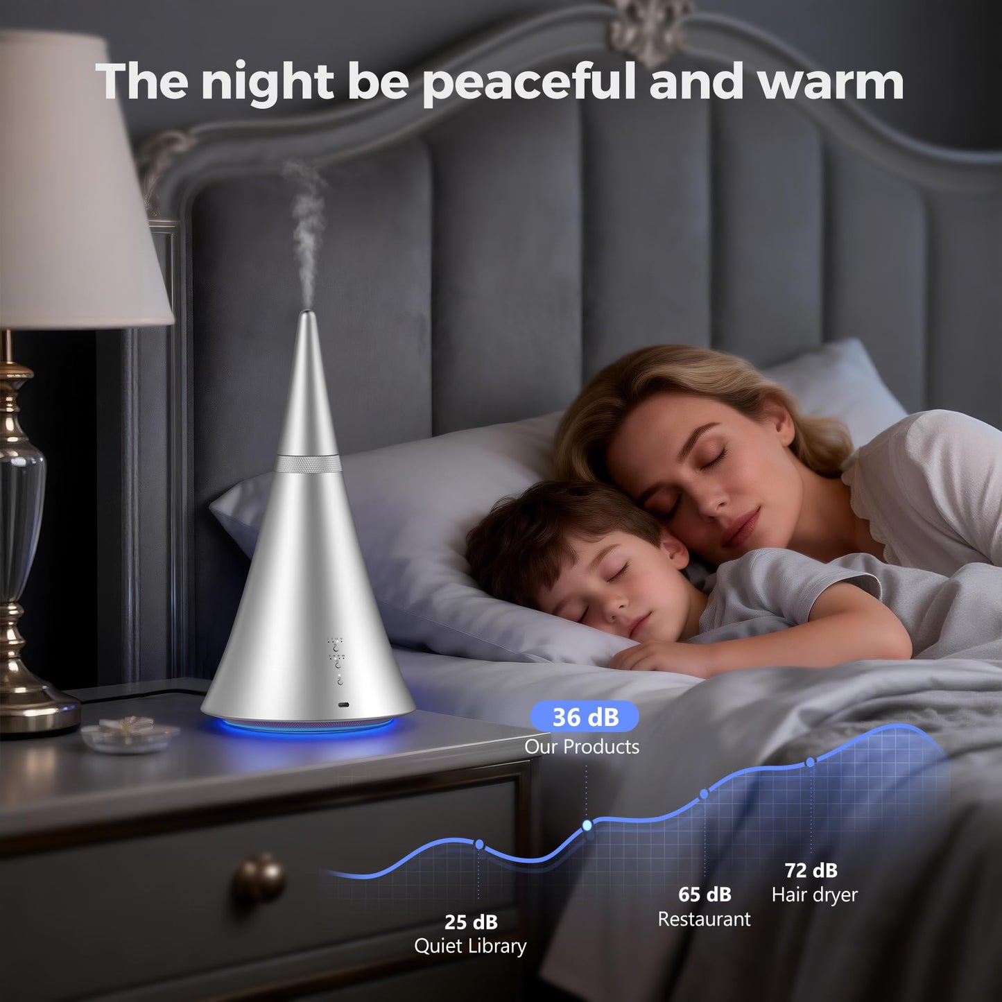 Waterless Diffuser, 2000 Sq.Ft Coverage，Essential Oil Diffuser with Bluetooth App Remote Control, Adjustable Mist Mode, Timer, Mood Lights Aromatherapy Diffuser for Home, Office, Hotel