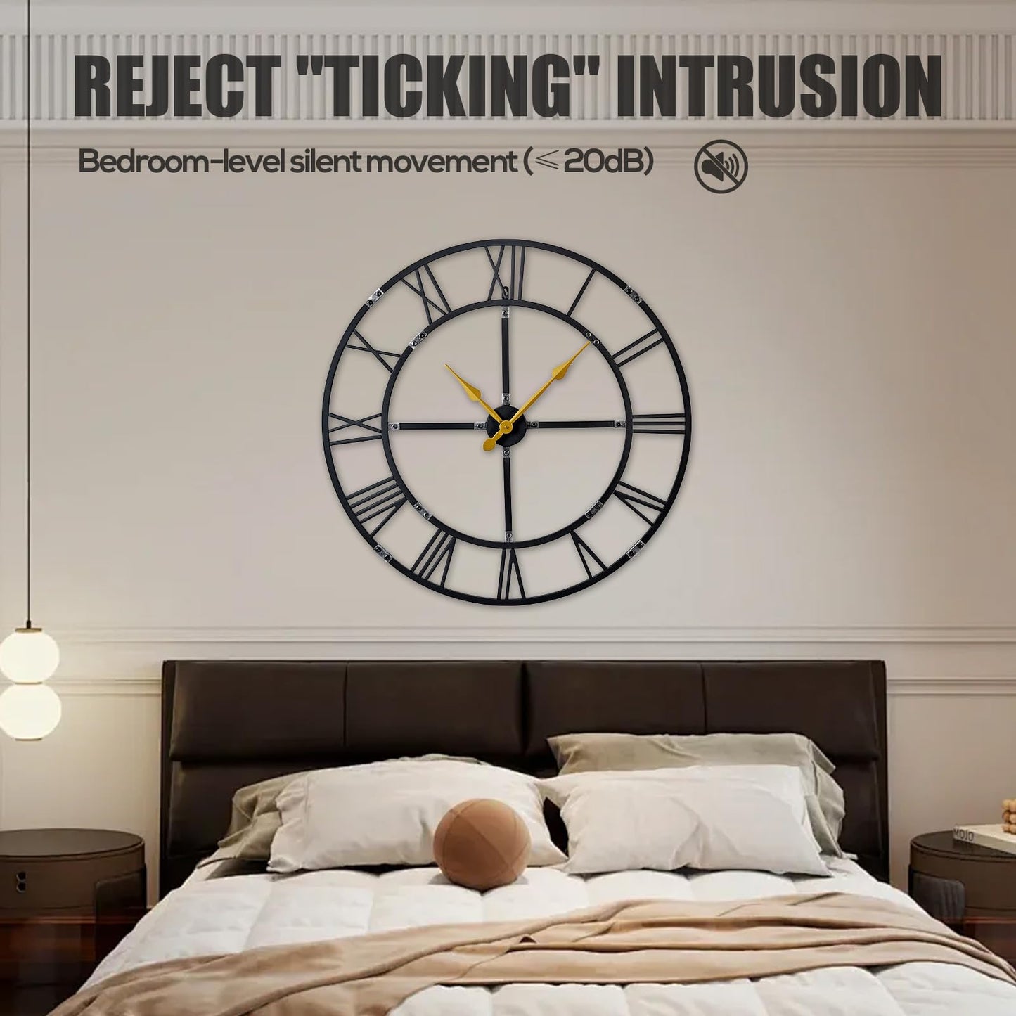 Ohweog 32 Inch Large Wall Clock for Living Room Decor – Easy-Assembly (KD) Silent Non-Ticking Modern Farmhouse Wall Clock, Oversized Decorative Metal Roman Numeral Clock