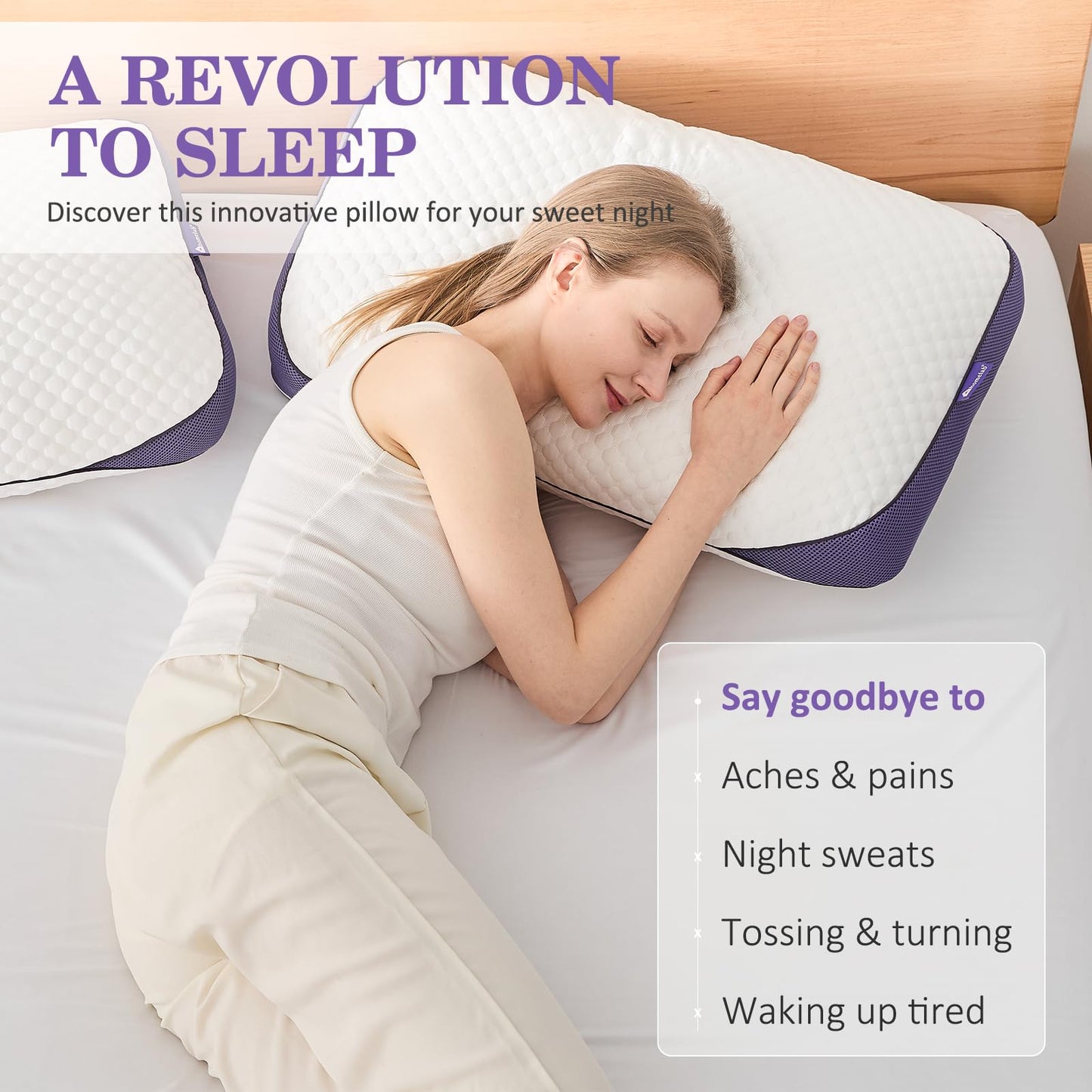 HOMELAB Adjustable Shredded Memory Foam Pillows King Size, Cooling Bed Pillows for Sleeping with Removable Cover, 2 Packs Medium Pillows for Side Stomach & Back Sleepers, 20"x34"