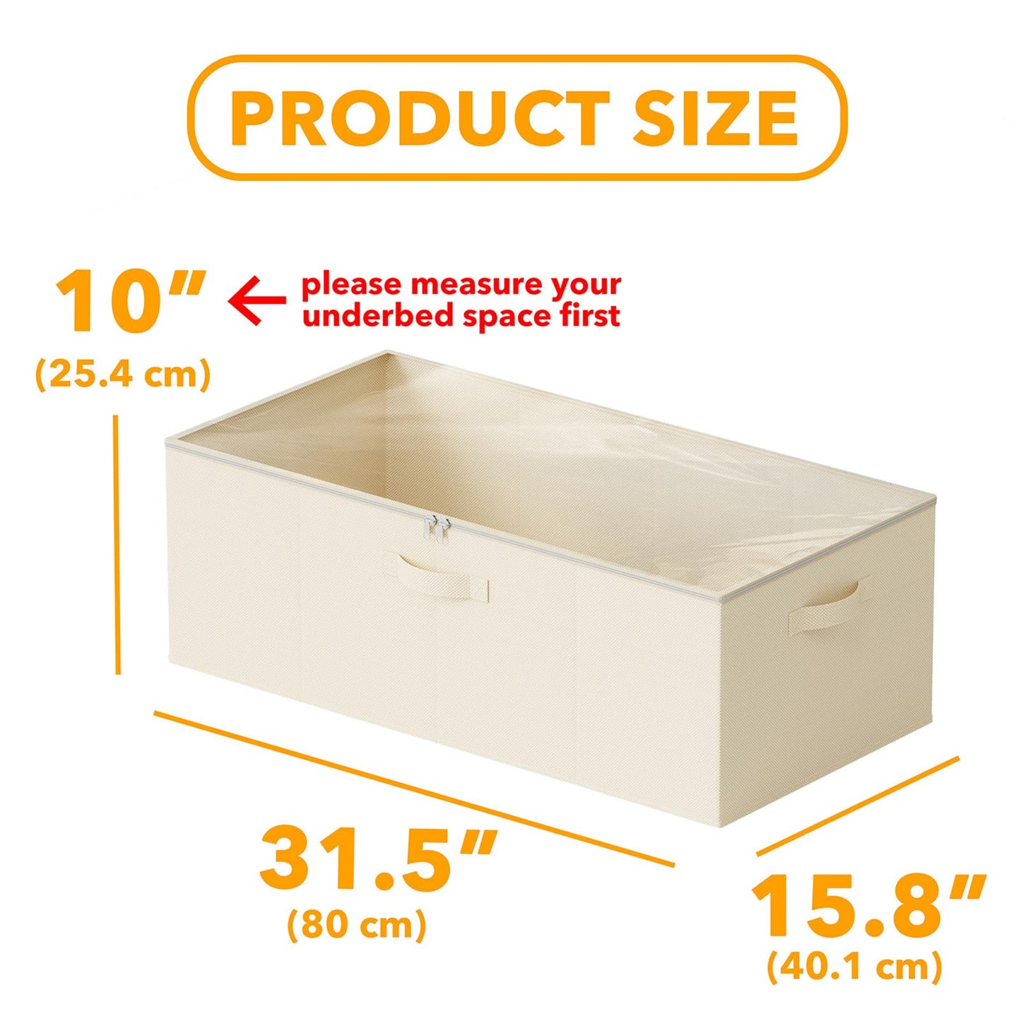 SpaceAid 2 Pack 10" High Under Bed Storage Containers, Large Underbed Storage Organizer Bins with Lids for Bedroom, Dorm, Clothes, Closet Organization, Bed Sheets and Blankets (Beige)