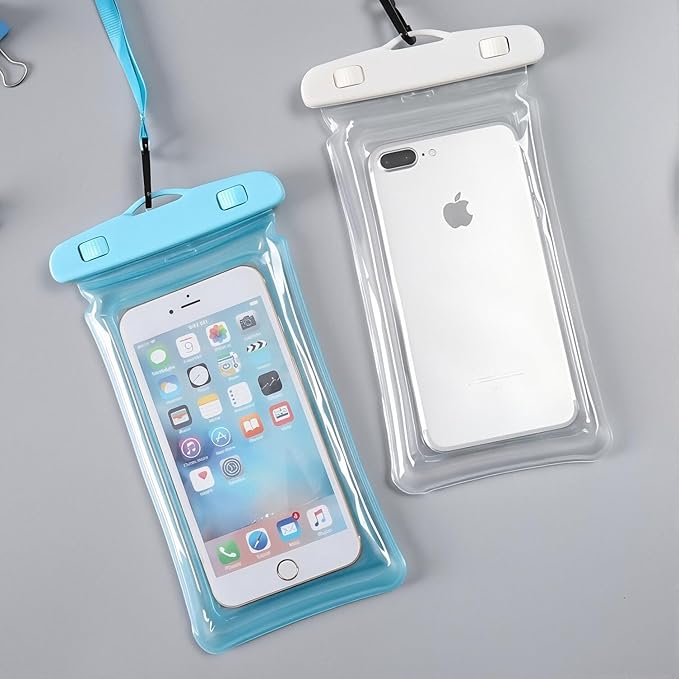 Sriyso Floatable Waterproof Phone Pouch- 7.2in Water Proof Cell Phone Case for Vacation Beach Pool Kayak Cruise Travel Essentials,Dry Bag with Lanyard for Most Models（Black