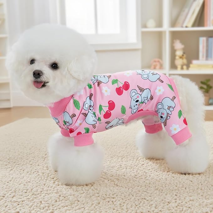 XPUDAC 4 Pieces Dog Pajamas for Small Medium Sized Dogs Stretchable Dog Pjs Soft Puppy Clothes Boy Girl Cats Pet Outfits, XX-Large