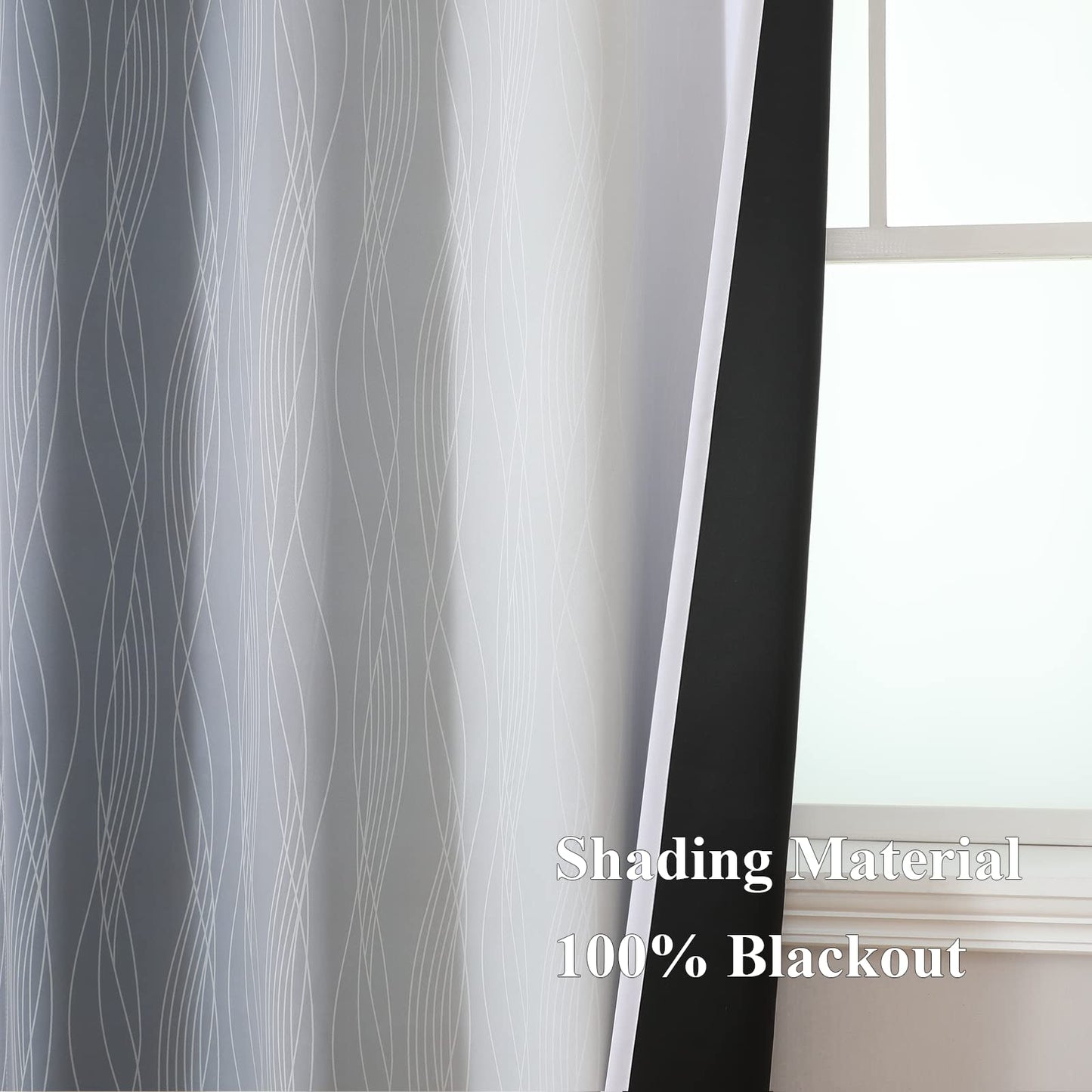 Estelar Textiler Grey and Greyish White Blackout Curtains & Drapes for Bedroom,Thermal Insulated Ombre Blackout Drapes,Full Room Darkening Energy Saving Gray Curtains for Living Room,52Wx84L,2 Panels