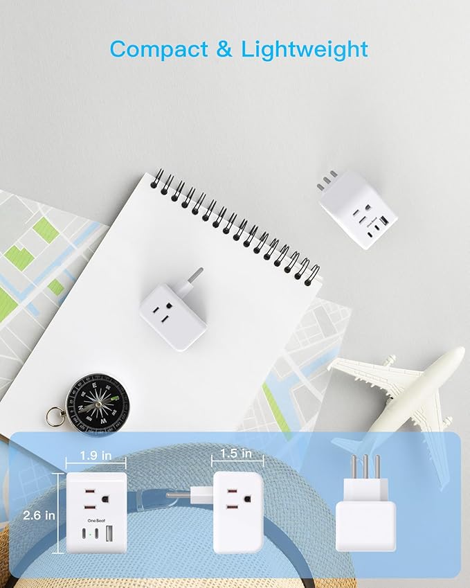 2 Pack Italy Travel Plug Adapter, Type L Italy Power Adapter with 3 Outlets 3 USB Ports(2 USB C), 6 in 1 Travel Outlet Adaptor, 3 Prong Grounded Plug for USA to Italy Chile Uruguay Italian