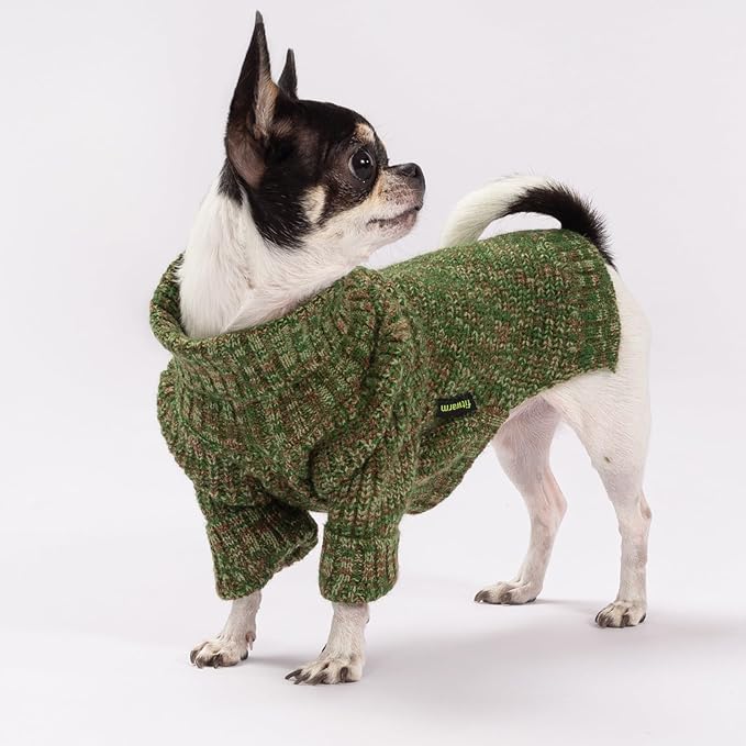 Fitwarm Knitted Turtleneck Dog Sweater, Thermal Dog Winter Clothes for Small Dogs Boy Girl, Holiday Pet Outfit, Heather Green, XL
